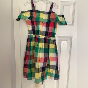 NWT!!! Janie & Jack Plaid Off-The-Shoulder Midsummer Garden Dress girl sz. 7.